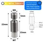 Extruder 3D printer E3D V6 Throat HeatBreak Hotend Throat 1.75mm Filament Tube Pipes - Image 3