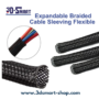 Expandable Braided Cable Sleeving Flexible Black