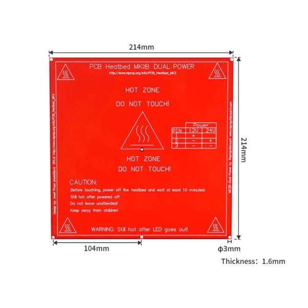 Heatbed PCB Heated bed Dual 12V 24V HotBed 3D Printer Parts Print platform 214x214mm