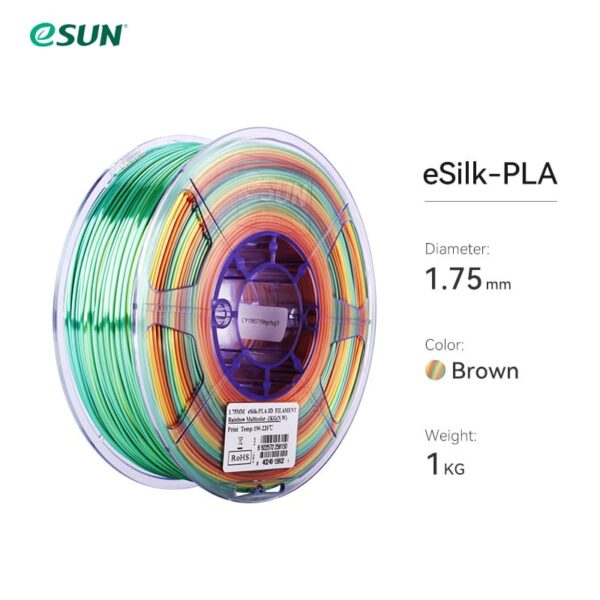 eSUN PLA-Silk Rainbow 1.75mm 3D Filament 1KG - Image 3