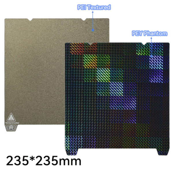 3D Printer High-temp PEI+PEY Patterned Sheet Build Plate Double Sided Magnetic Bed